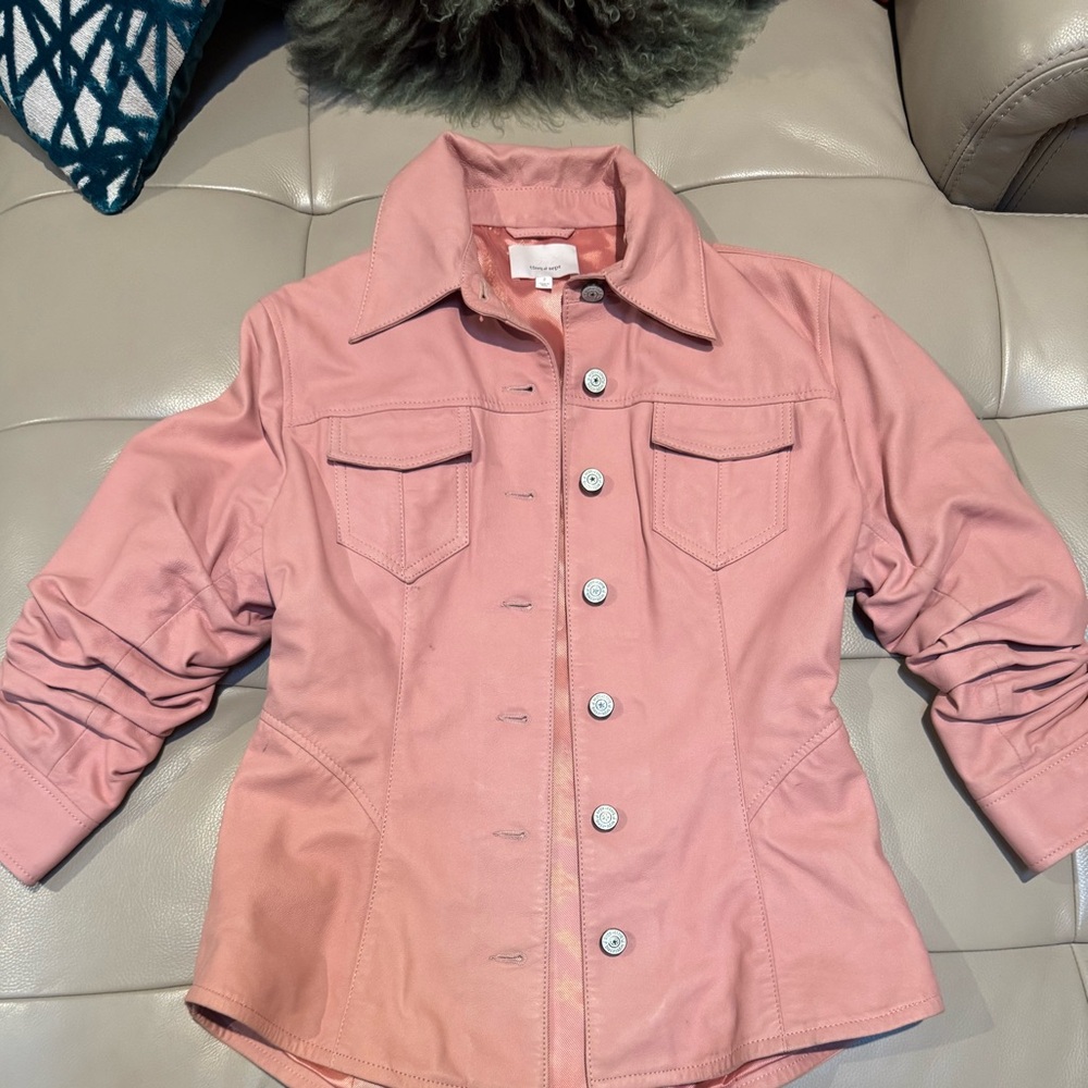 Cinq à Sept Pink Leather Canyon Jacket